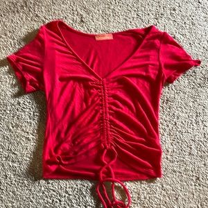 A soft, red, synched tee